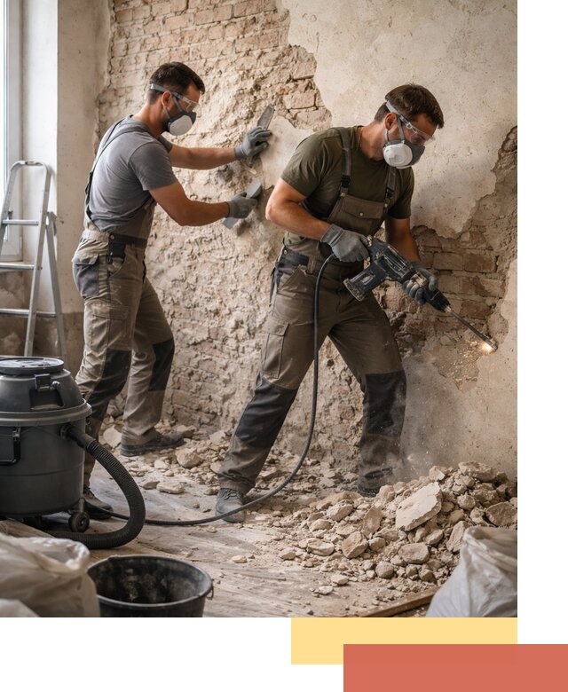 Демонтаж штукатурки со стен в Сосновом Бору быстро и аккуратно