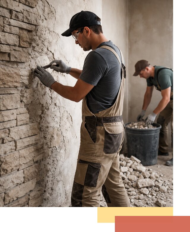 Демонтаж декоративного камня в Сосновом Бору профессионально и безопасно