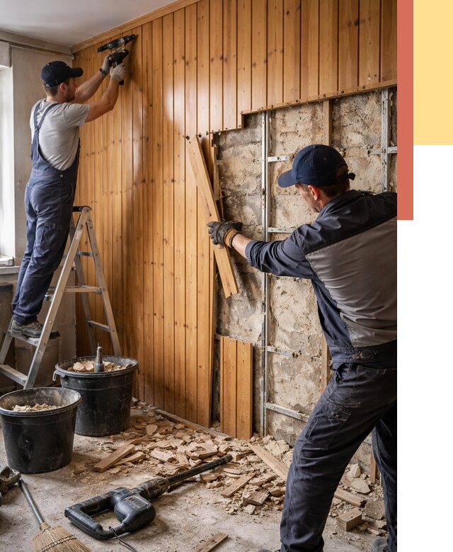 Демонтаж вагонки со стен в Сосновом Бору от 1473 руб. — снятие, удаление, срочно | ОТДЕЛОЧНИК-Снб