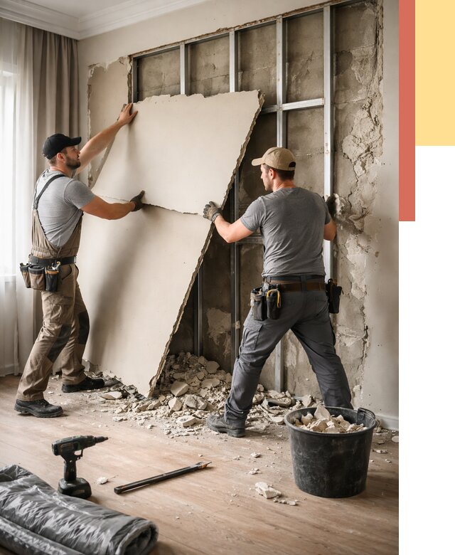 Демонтаж гипсокартона со стен в Сосновом Бору от 356 руб. — услуги демонтажа | ОТДЕЛОЧНИК-Снб