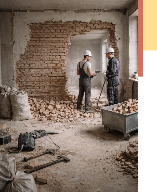 Демонтаж кирпичных стен в Сосновом Бору от 4266 руб. — быстро, недорого, под ключ | ОТДЕЛОЧНИК-Снб