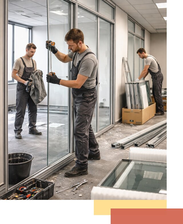 Демонтаж стеклянных перегородок в Сосновом Бору быстро и безопасно