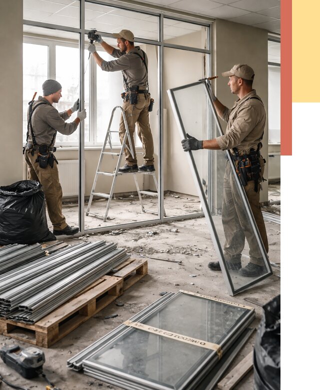 Демонтаж алюминиевых перегородок в Сосновом Бору от 4266 руб. — быстро и недорого | ОТДЕЛОЧНИК-Снб