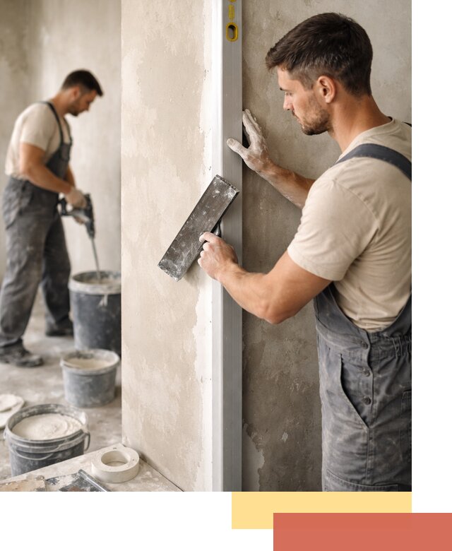 Выведение углов стен в Сосновом Бору: монтаж и оштукатуривание