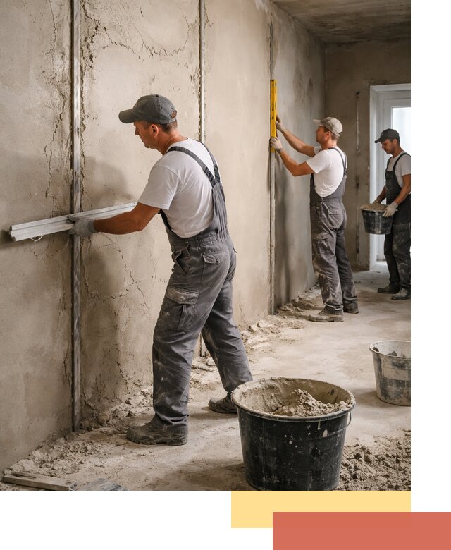 Штукатурка стен по маякам в Сосновом Бору — точная и ровная поверхность