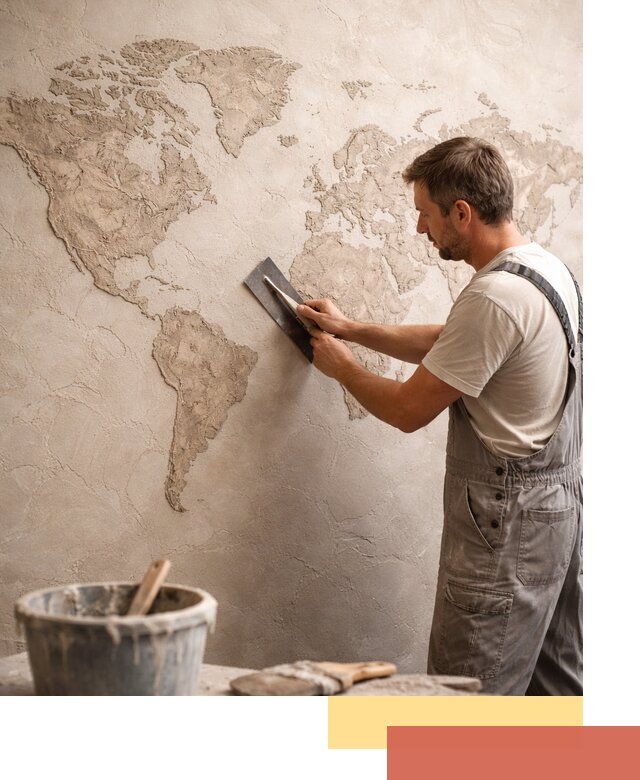 Декоративная штукатурка «Карта мира» под ключ в Сосновом Бору