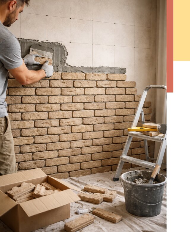 Монтаж декоративного кирпича в Сосновом Бору от 3251 руб./м² — быстро и недорого | ОТДЕЛОЧНИК-Снб