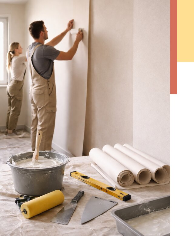 Поклейка бумажных обоев в Сосновом Бору от 5587 руб./м2 — быстро и недорого | ОТДЕЛОЧНИК-Снб