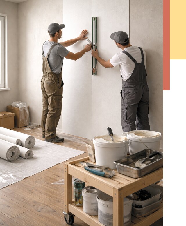 Поклейка стеклообоев в Сосновом Бору от 6603 руб. за м2 — быстро и недорого | ОТДЕЛОЧНИК-Снб