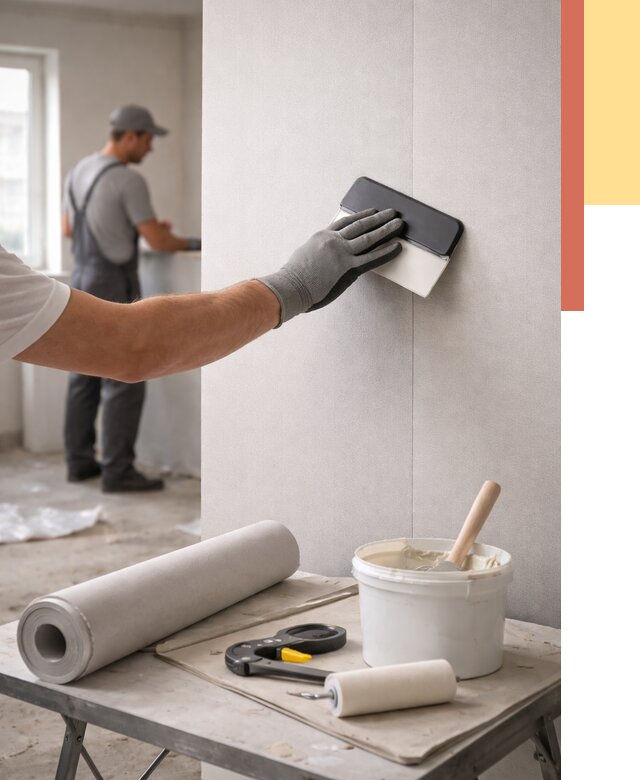 Поклейка обоев под покраску в Сосновом Бору от 3555 руб. за м2 | ОТДЕЛОЧНИК-Снб