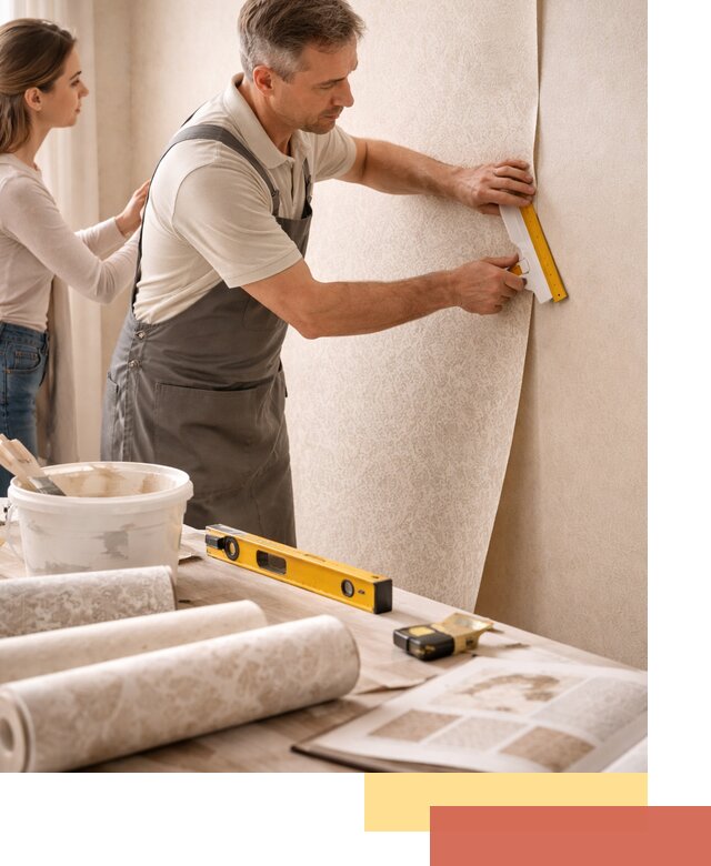 Поклейка обоев с подбором рисунка в Сосновом Бору