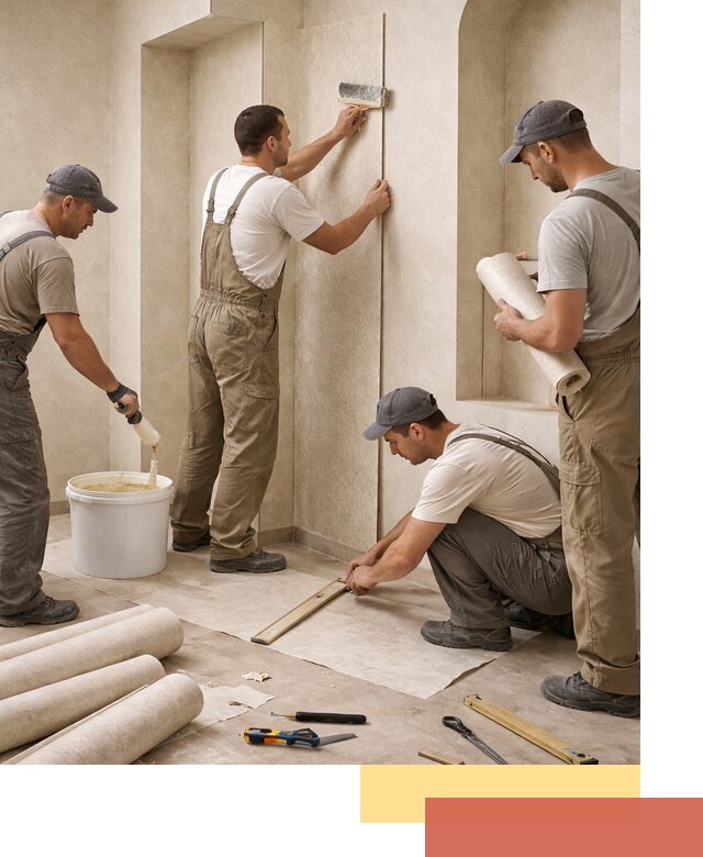 Поклейка обоев на сложные стены и неровные поверхности в Сосновом Бору