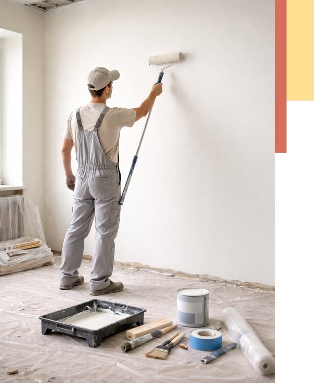 Покраска стен водоэмульсионной краской в Сосновом Бору от 457 руб. за м² | ОТДЕЛОЧНИК-Снб