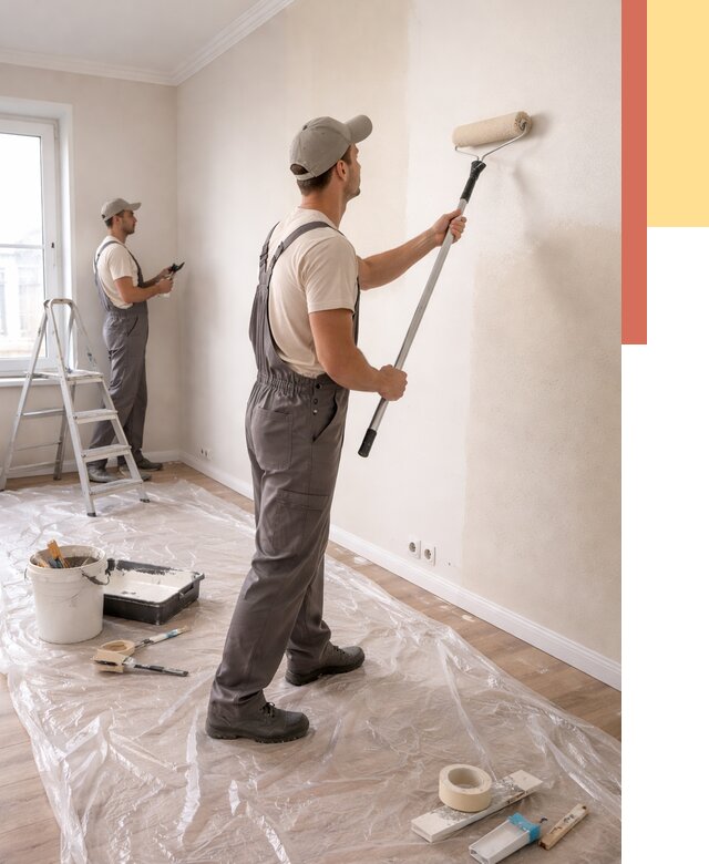 Покраска стен акриловой краской в Сосновом Бору от 3555 руб./м² — быстро и недорого | ОТДЕЛОЧНИК-Снб