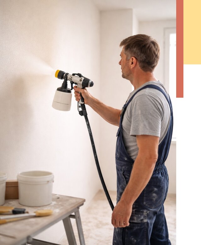 Покраска стен краскопультом в Сосновом Бору от 7619 руб. — механизированная покраска | ОТДЕЛОЧНИК-Снб