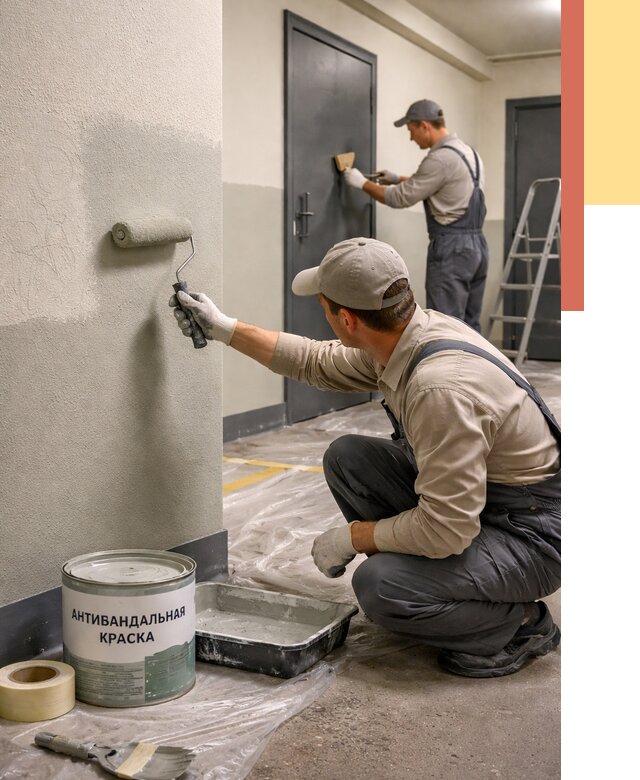 Покраска стен антивандальной краской в Сосновом Бору от 4571 руб./м² под ключ | ОТДЕЛОЧНИК-Снб