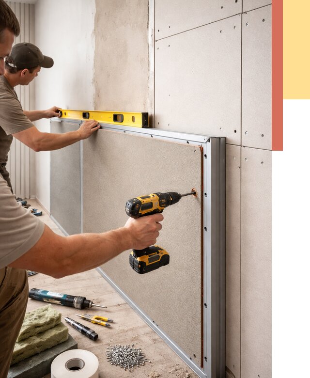 Шумоизоляция стен панелями ЗИПС в Сосновом Бору от 2235 руб./м² под ключ | ОТДЕЛОЧНИК-Снб