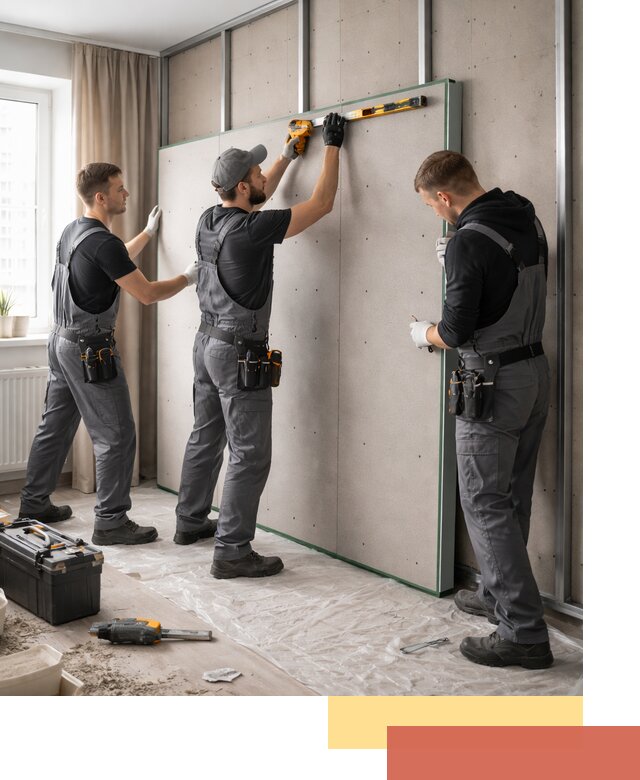 Шумоизоляция стен панелями ЗИПС в Сосновом Бору для жилых и коммерческих помещений