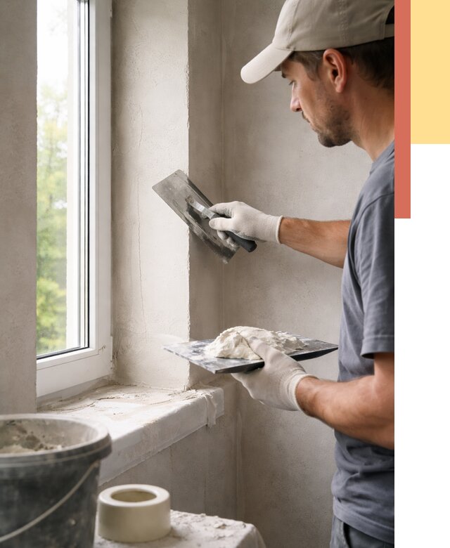 Штукатурка откосов в Сосновом Бору от 4571 руб/м² — услуги и выравнивание под ключ | ОТДЕЛОЧНИК-Снб