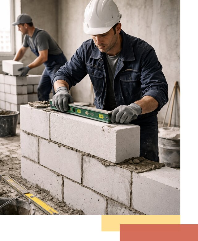 Кладка перегородок из пеноблока под ключ в Сосновом Бору