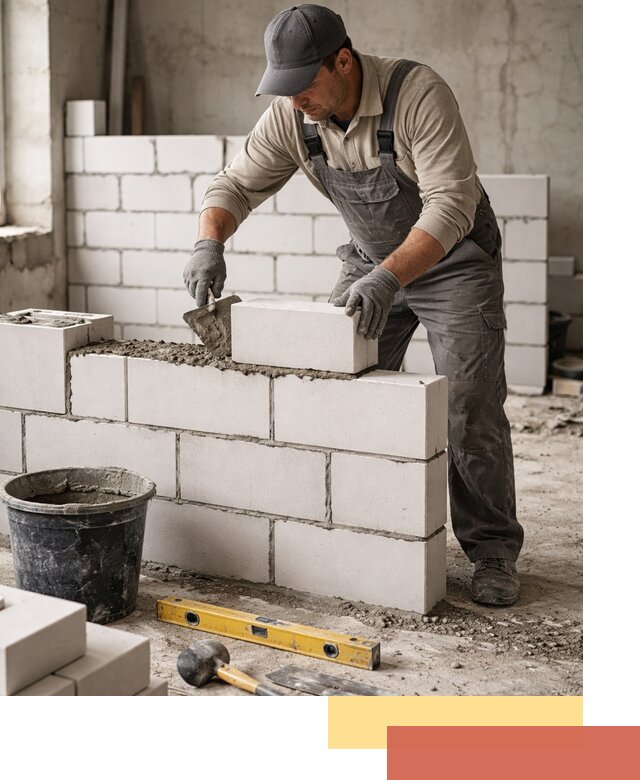 Кладка перегородок из силикатного блока в Сосновом Бору