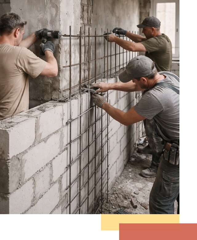 Армирование кладки перегородок в Сосновом Бору профессионально и надёжно