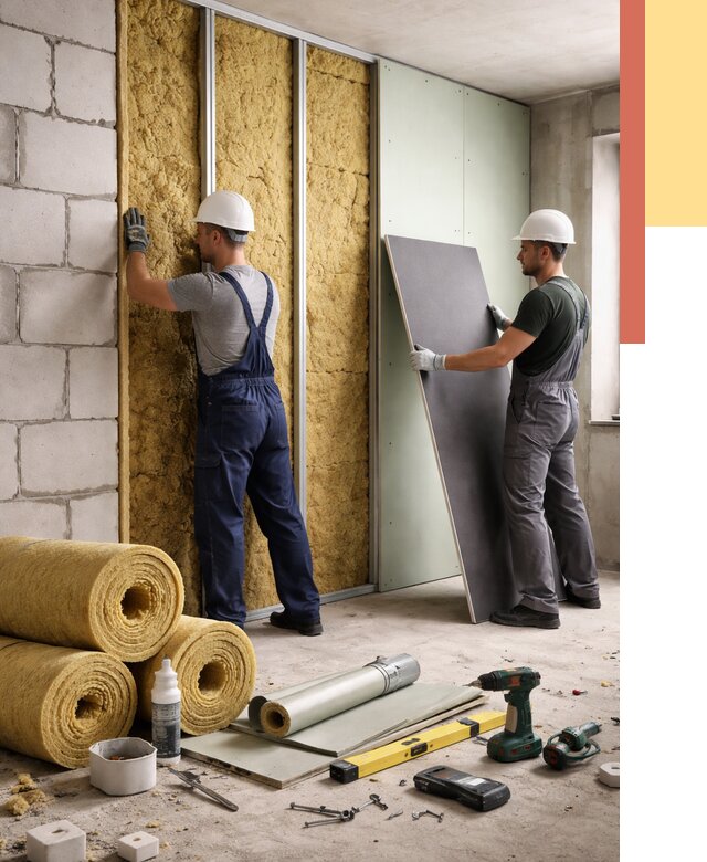 Шумоизоляция перегородок из блоков в Сосновом Бору от 1879 руб./м² — быстро и недорого | ОТДЕЛОЧНИК-Снб