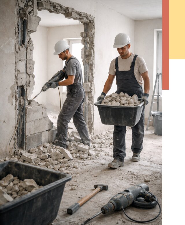 Демонтаж блоковых перегородок в Сосновом Бору от 3809 руб. — быстро и недорого | ОТДЕЛОЧНИК-Снб