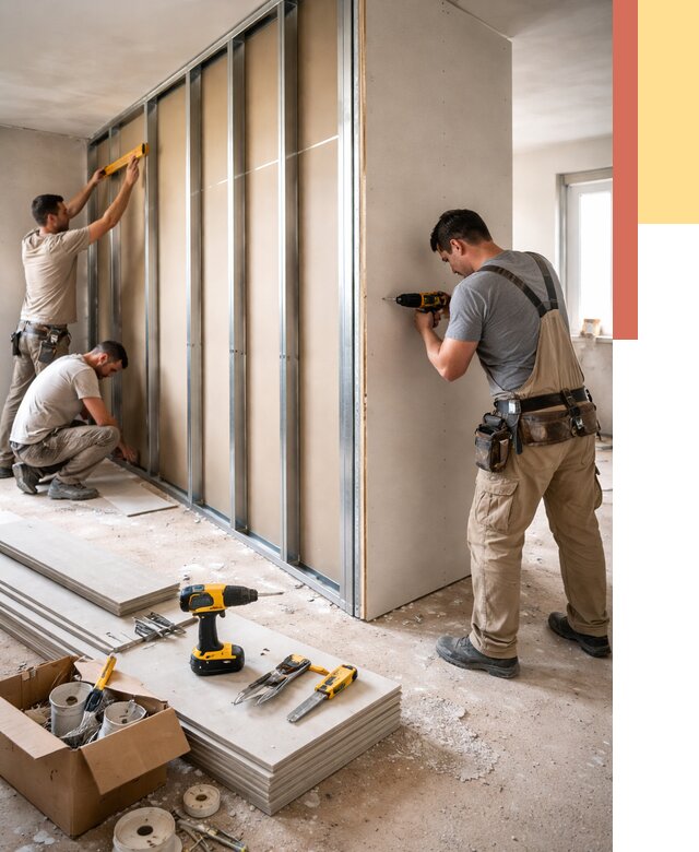 Монтаж однослойной перегородки из гипсокартона в Сосновом Бору от 660 руб. | ОТДЕЛОЧНИК-Снб