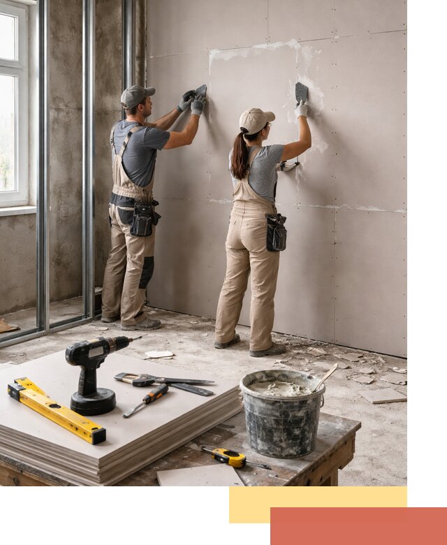 Монтаж двухслойной перегородки из гипсокартона в Сосновом Бору