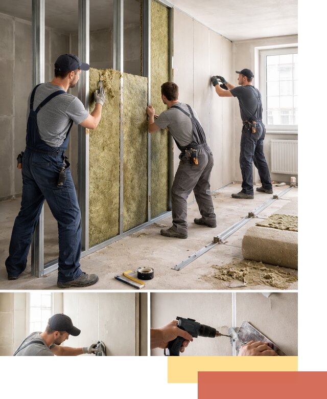 Перегородка из гипсокартона с шумоизоляцией в Сосновом Бору — монтаж под ключ