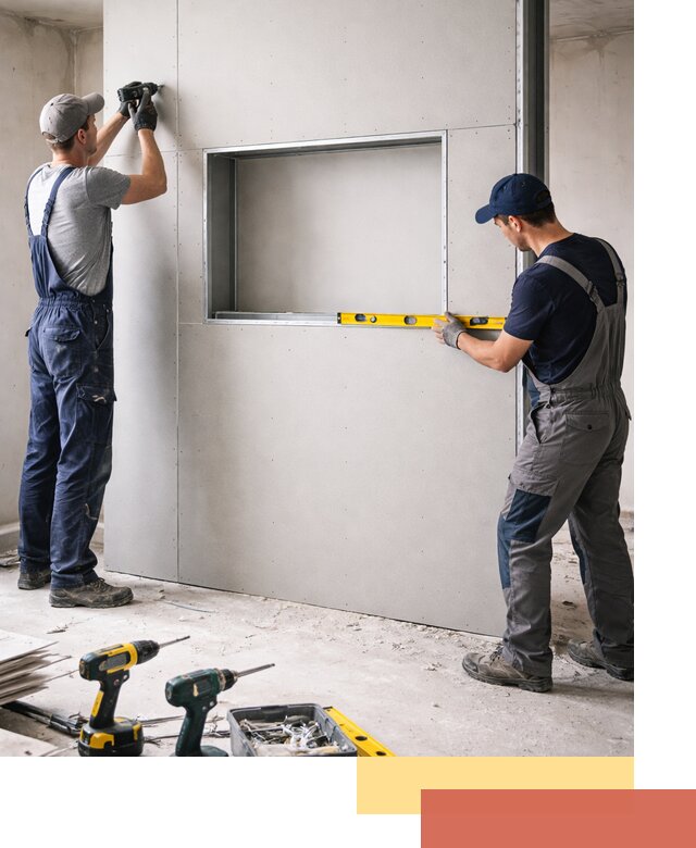 Перегородка из гипсокартона с нишей под декор в Сосновом Бору