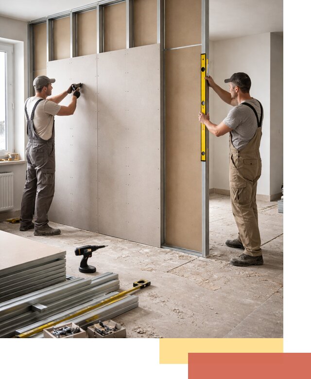 Зонирующая перегородка из гипсокартона под ключ в Сосновом Бору