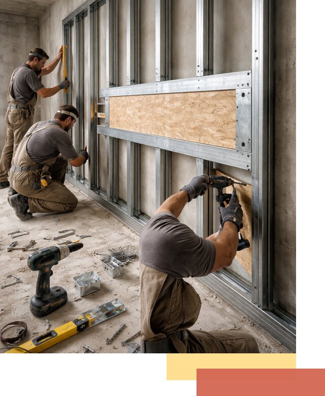 Усиленная перегородка для крепления тяжёлых конструкций в Сосновом Бору