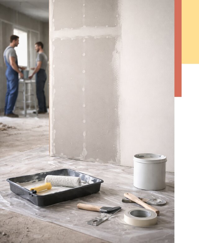 Покраска перегородок из гипсокартона в Сосновом Бору от 4571 руб. под ключ | ОТДЕЛОЧНИК-Снб