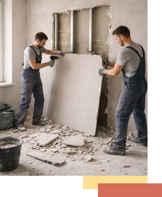 Демонтаж перегородки из гипсокартона в Сосновом Бору быстрый и аккуратный