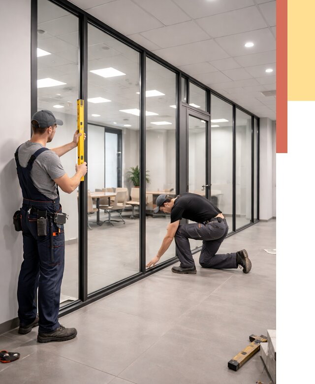 Каркасные стеклянные перегородки в Сосновом Бору под ключ от 9345 руб. | ОТДЕЛОЧНИК-Снб