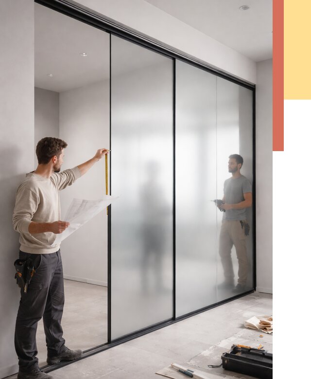 Матовые стеклянные перегородки в Сосновом Бору от 8634 руб. — монтаж и установка | ОТДЕЛОЧНИК-Снб