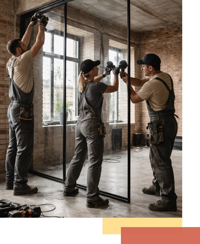 Стеклянные перегородки лофт — изготовление и монтаж в Сосновом Бору