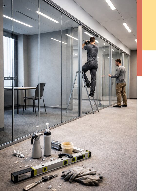 Стеклянные офисные перегородки в Сосновом Бору от 8634 руб. — монтаж и установка | ОТДЕЛОЧНИК-Снб