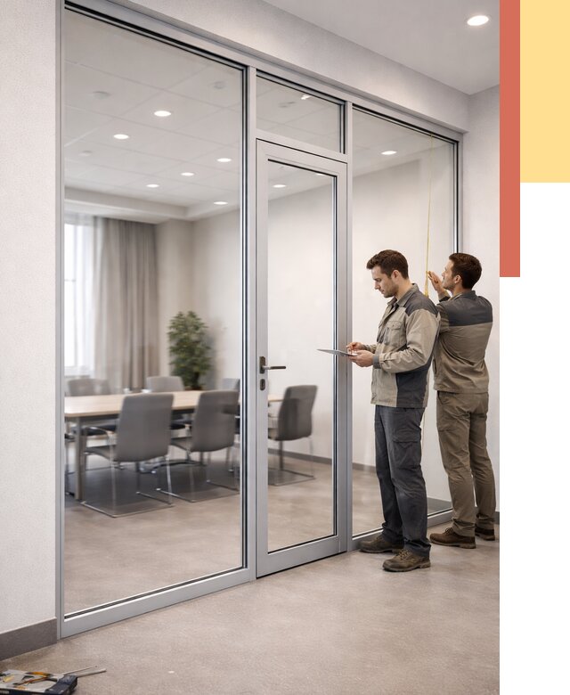 Установка и монтаж алюминиевых перегородок со стеклом в Сосновом Бору от 8330 руб. | ОТДЕЛОЧНИК-Снб