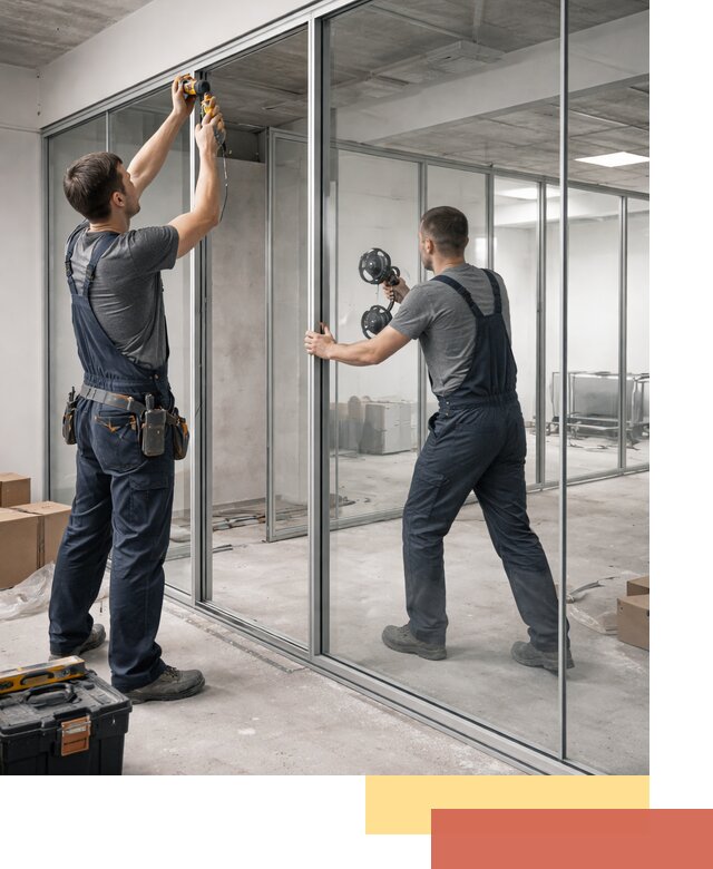 Алюминиевые перегородки со стеклом в Сосновом Бору — изготовление и монтаж