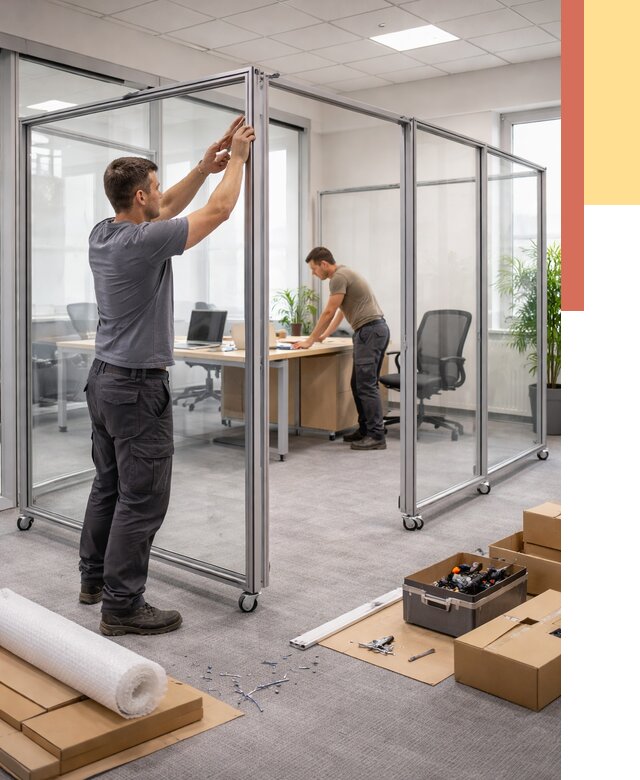 Мобильные офисные перегородки в Сосновом Бору от 12698 руб. — установка под ключ | ОТДЕЛОЧНИК-Снб