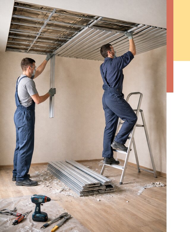 Демонтаж реечного потолка в Сосновом Бору от 4571 руб. быстро и недорого | ОТДЕЛОЧНИК-Снб