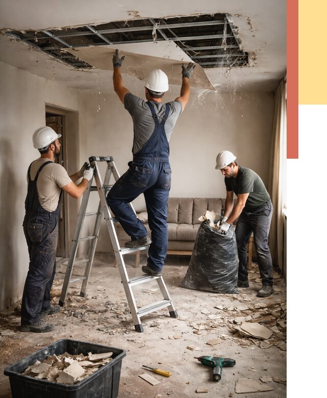 Демонтаж гипсокартонного потолка в Сосновом Бору от 427 руб. за м2 — ОТДЕЛОЧНИК-Снб