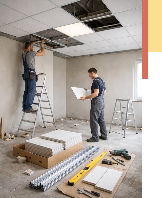 Монтаж потолка армстронг в Сосновом Бору от 4571 руб/м2 — быстрая установка под ключ | ОТДЕЛОЧНИК-Снб