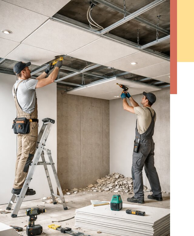 Монтаж акустического потолка в Сосновом Бору от 6603 руб/м2 — быстро и недорого | ОТДЕЛОЧНИК-Снб