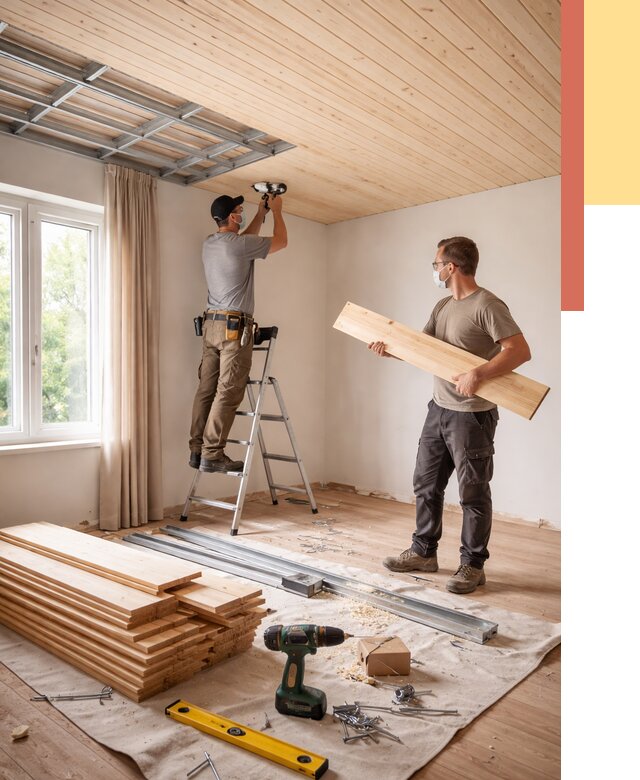 Монтаж потолка из вагонки в Сосновом Бору от 6603 руб. | Быстро и недорого — ОТДЕЛОЧНИК-Снб