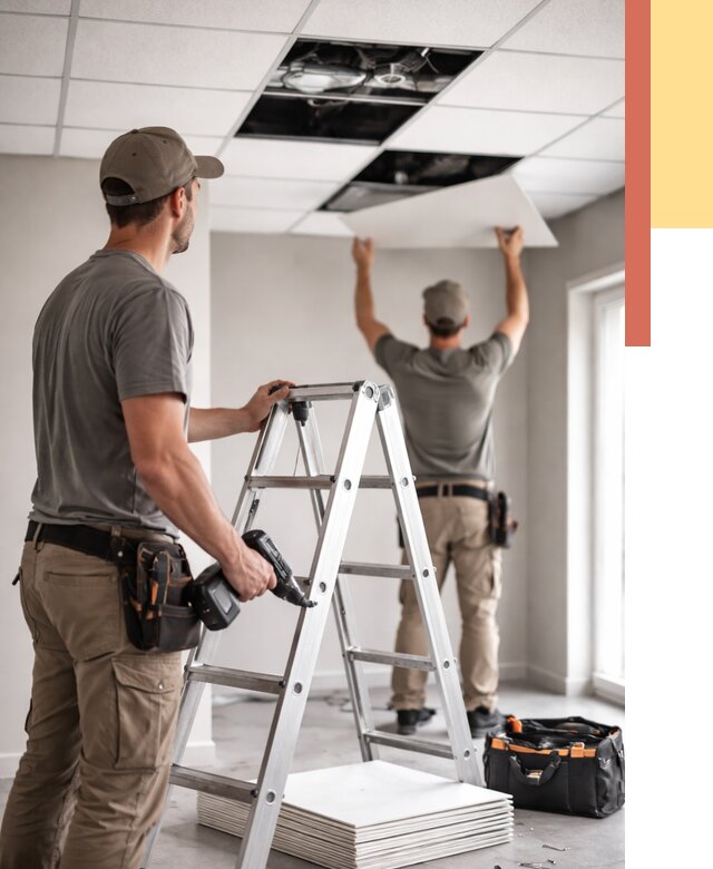 Обслуживание подвесного потолка в Сосновом Бору от 3555 руб. — быстро и недорого | ОТДЕЛОЧНИК-Снб