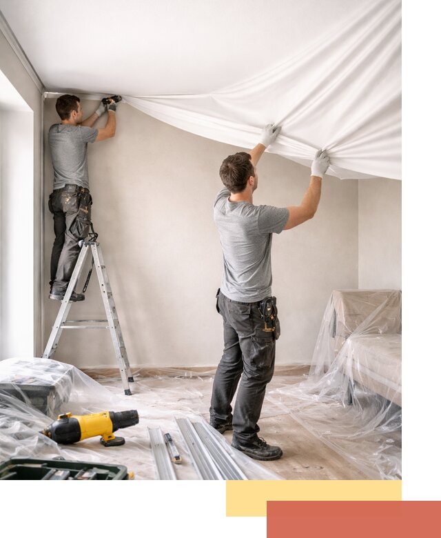 Монтаж тканевого натяжного потолка в Сосновом Бору недорого и быстро